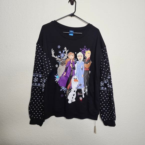 Disney Frozen 2 Black Christmas Sweater junior size xl Light up - Picture 1 of 4